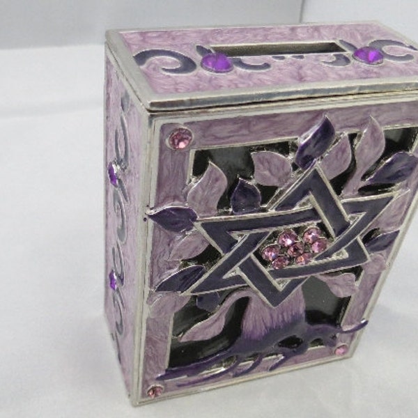 Tree of Life Tzedakah Box In shades of Purple