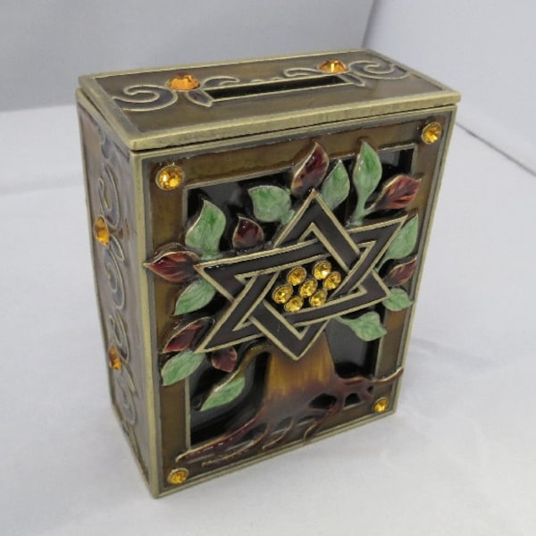 Tree of Life Tzedakah Box In shades of Brown