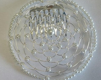 Beaded wire kippa on silver wire Women&#39;s wire kippah girls headcovering