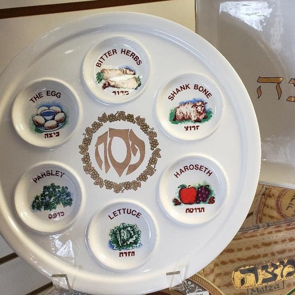 SALE: Ceramic seder plate with pictures