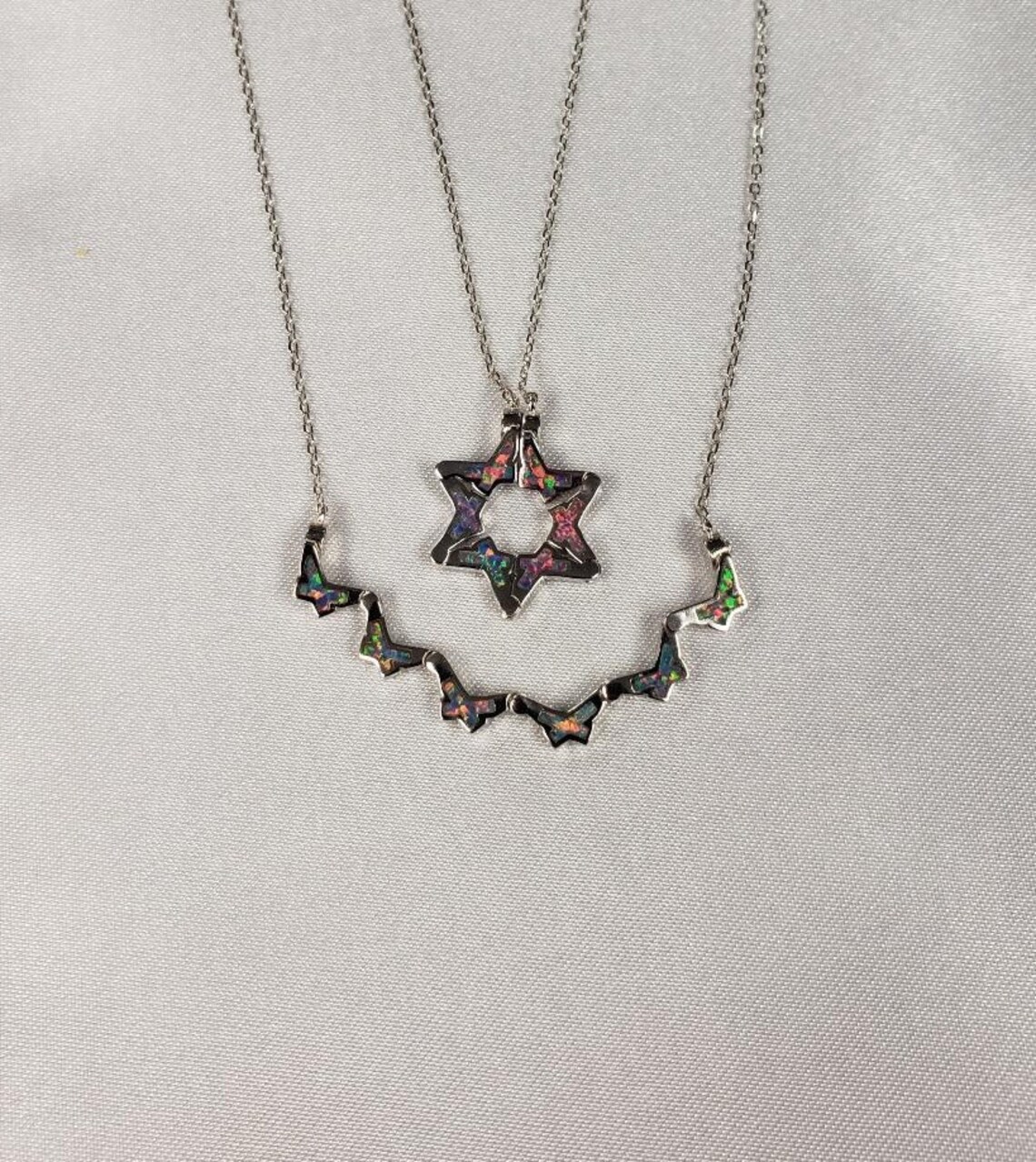 Butterfly Jewish Star of David Necklace in Lavender Fire Opal Etsy
