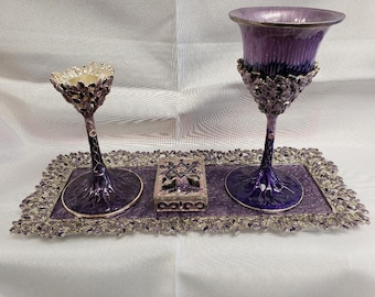 Tree of Life Havdalah Set in Purple