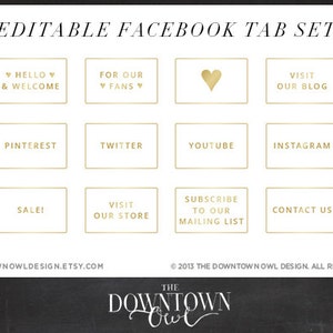 Facebook App Tabs - Instant Download - Gold Gradient