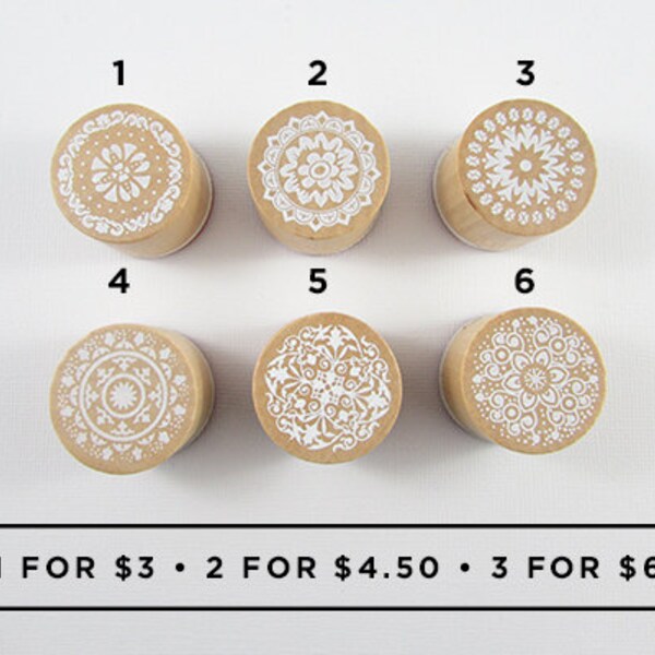 Small Lace Floral Wooden Stamps - Stamp Set