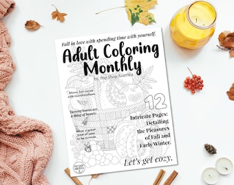Fall in Love with Fall Adult Coloring Book, Printed & Mailed