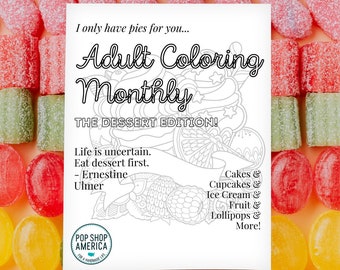 Delicious Decadent Desserts Adult Coloring Book, Artist Bound Soft Cover Coloring Book - Mailed