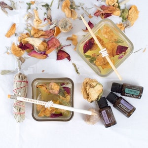 DIY Kit, Candle Making with Dried Flowers 2 Candle Set Craft Supply Set image 4