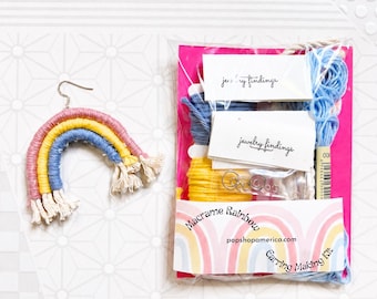 DIY-pakket, macramé-set voor het maken van regenboogoorbellen, eenvoudige macramé-kit voor sieraden