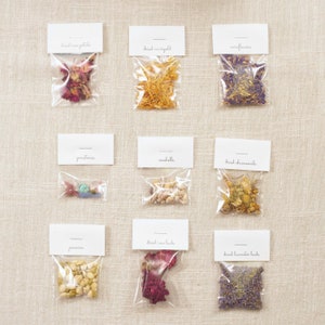 dry flower petals and gemstones that you can add to your candles in the diy candle making kit for adults pop shop america