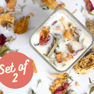 DIY Kit, Candle Making with Dried Flowers (2 Candle Set Craft Supply Set)