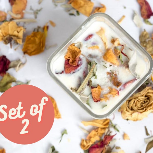 DIY Kit, Candle Making with Dried Flowers (2 Candle Set Craft Supply Set)