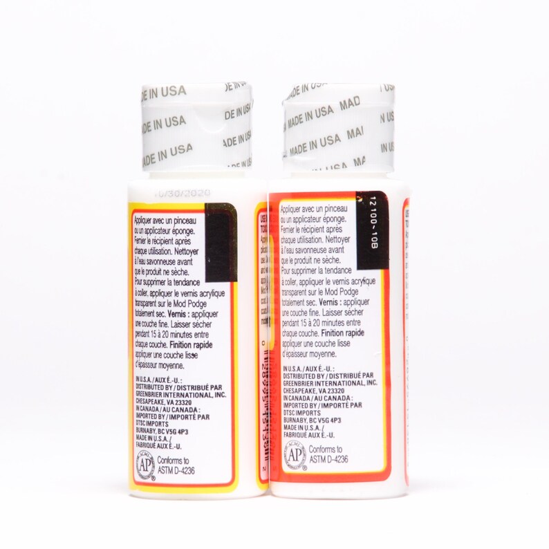 non toxic craft glue back of the mod podge bottles