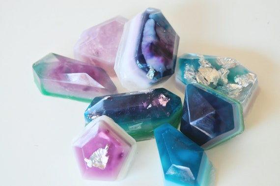 DIY Kit, Gemstone Soap Making Kit, Colored Crystal Soap, Goat' Milk Soap, Glycerin Soap