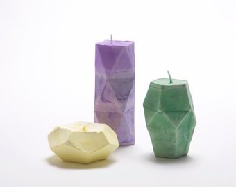 DIY Kit, Geometric Gemstone Candle Making Kit, Colored Candles, Shaped Candles