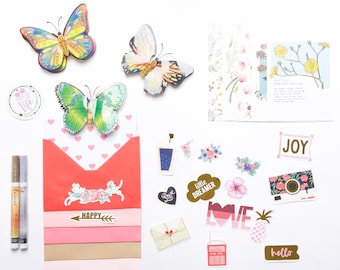 Pink Garden Card Making Kit, Pretty Card Making Papercraft, Kid Friendly Crafts