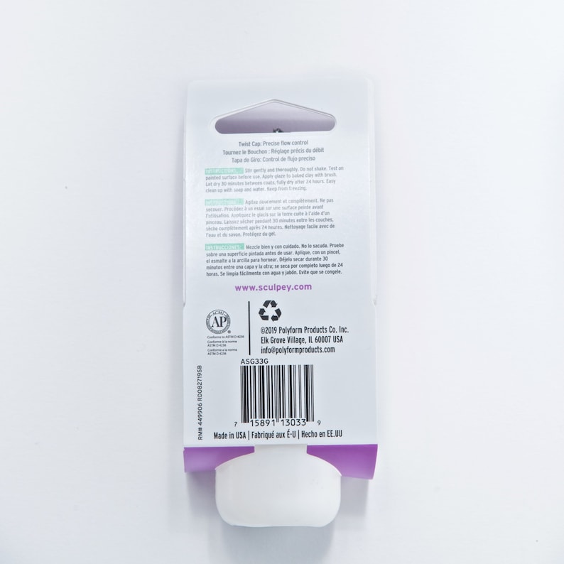back of the Sculpey Gloss Glaze package