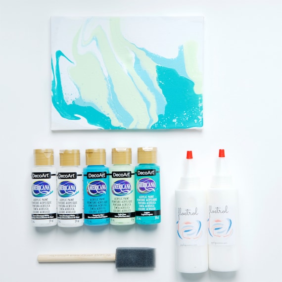 Acrylic Paint Pouring, Paint Floetrol Pack in Turquoise Surf Blue 