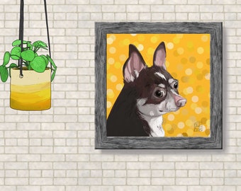 Pet portrait Printable Art Chihuahua dog pet Digital painting Digital print Instant Download Wall art Digital file Print file Kid's room