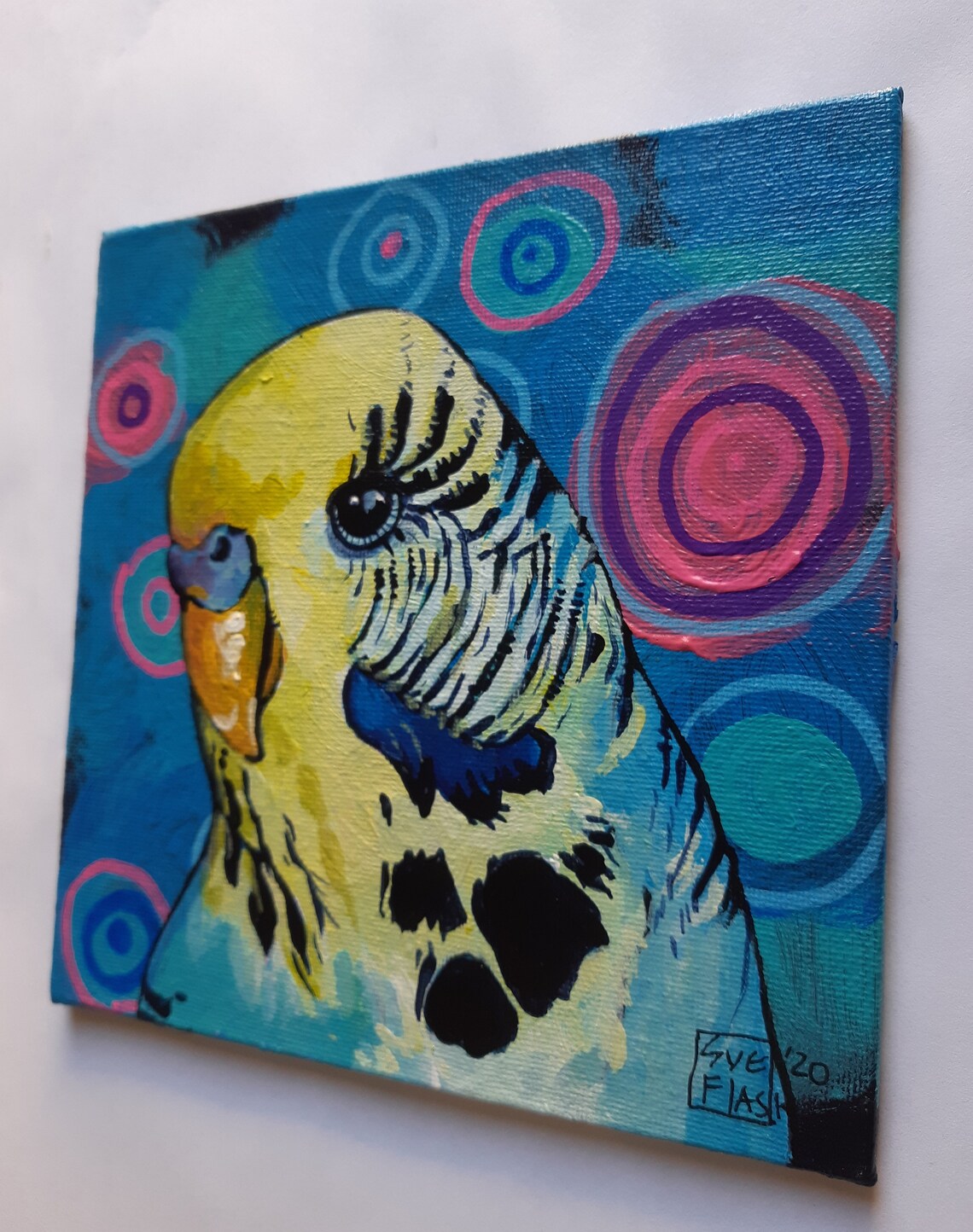Set of 2 Bird Pets Paintings Acrylics on Canvas Board 15 Cm by Etsy