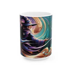 Tazza in ceramica con mago mistico / Tazza da caffè con arte fantasy, regalo magico, tazza per gli amanti del tè, arredamento unico per la casa, ispirazione alla magia