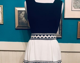 1970s Black & White Floor Length Striped Dress