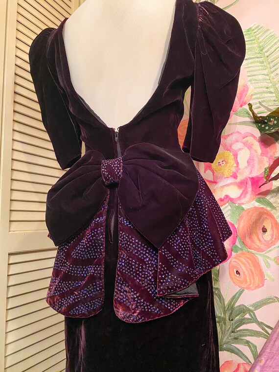 1940s Style Purple Velvet Gown