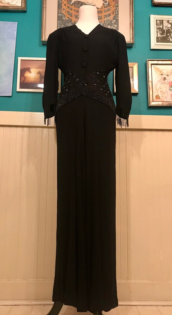 1930s Black Bias Cut Gown - image 2