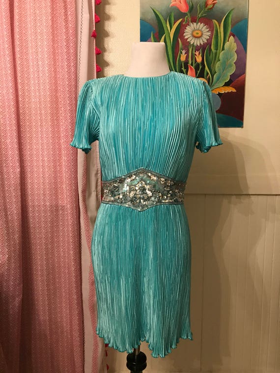 1960s Blue Cocktail Dress - image 5