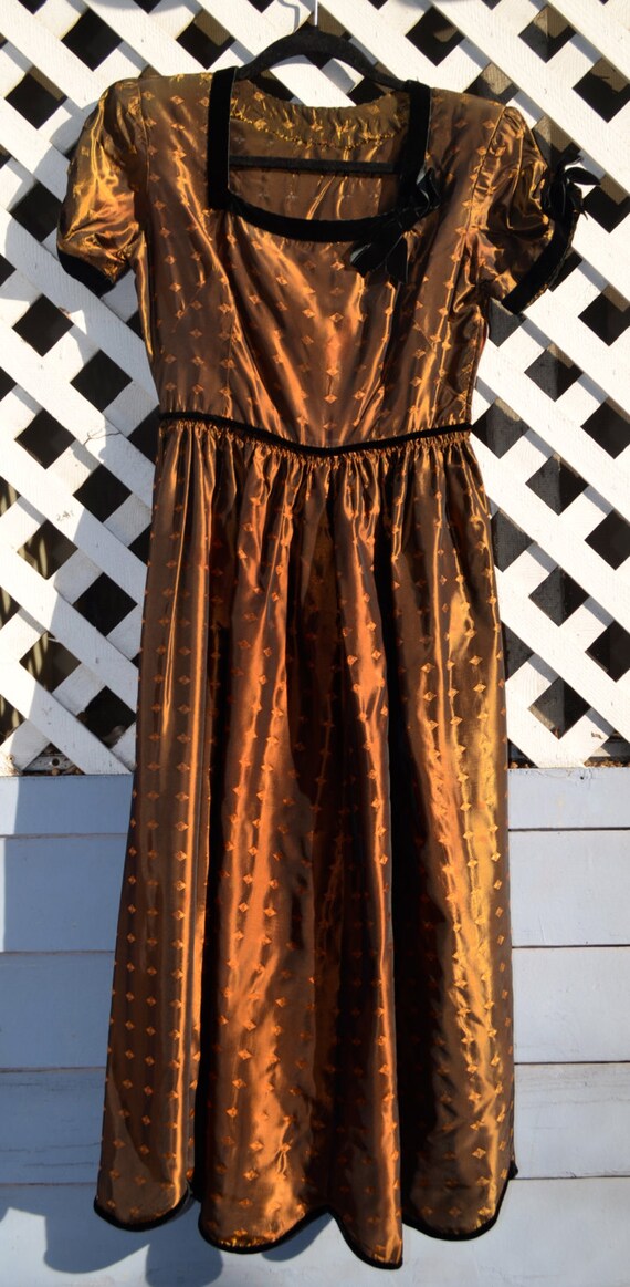 1940s Bronze Cocktail Dress