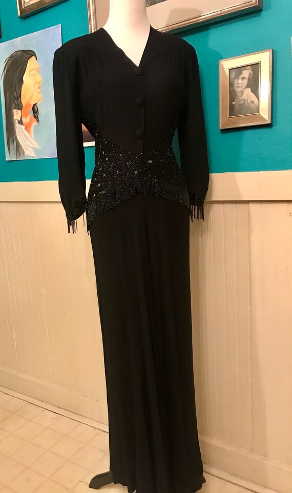 1930s Black Bias Cut Gown - image 3