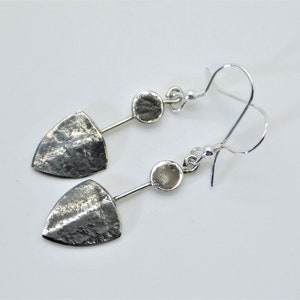 Reticulated & Oxidized 925 silver dropper earrings