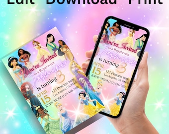 Princess Birthday Invitation | Editable | Printable | Download