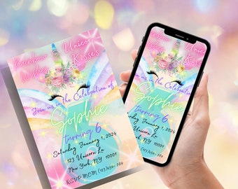 Unicorn Birthday Invitation | Editable | Printable | Download