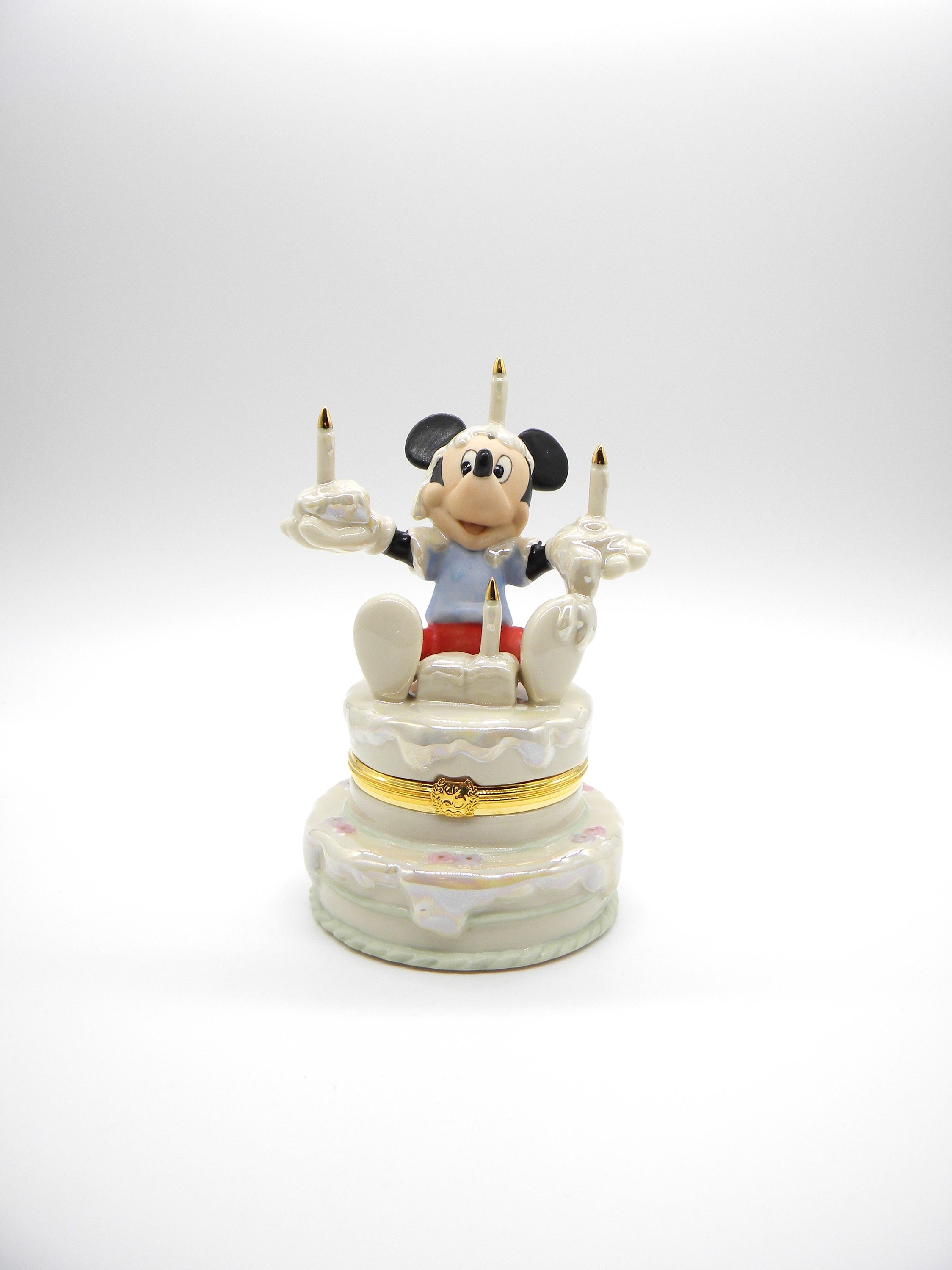 ★美品★箱入り★LENOX☆ハッピーバースデー☆バースストーンミッキーマウス☆ Lenox Disney Showcase Collection Mickey's Birthday Surprise