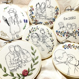 Family Portrait Embroidery/Handmade/Hand embroidery/ picture Embroidery/photo embroidery/custom gift/customized