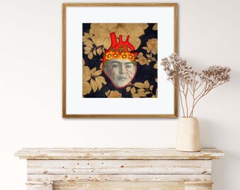 FRIDA - Borduurkunst / borduurkunst aan de muur / kunst aan de muur / wanddecor / borduurdecor / Frida Kahlo/Frida Kalo
