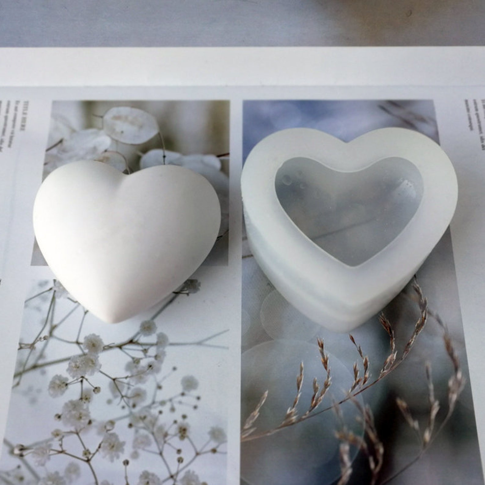 Heart Shaped Candle Fondant Silicone Mold Home Decor Etsy