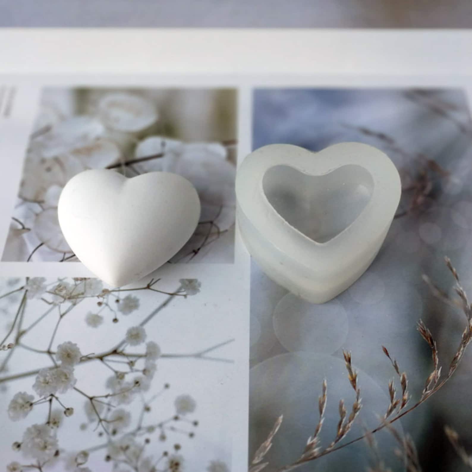 Heart Shaped Candle Fondant Silicone Mold Home Decor Etsy