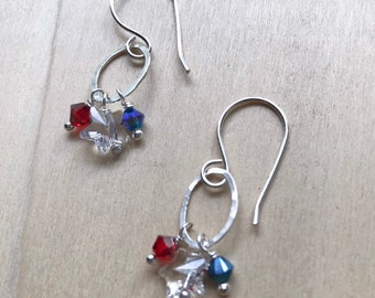 Fine silver fireworks-textured dangle earrings with patina