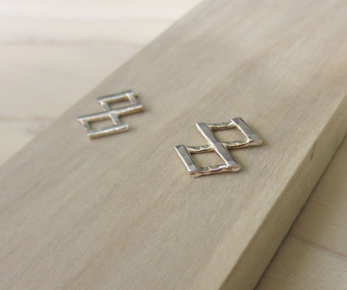 Geometric Stud Earrings Handmade Silver Stud Earrings Everyday Earrings ...