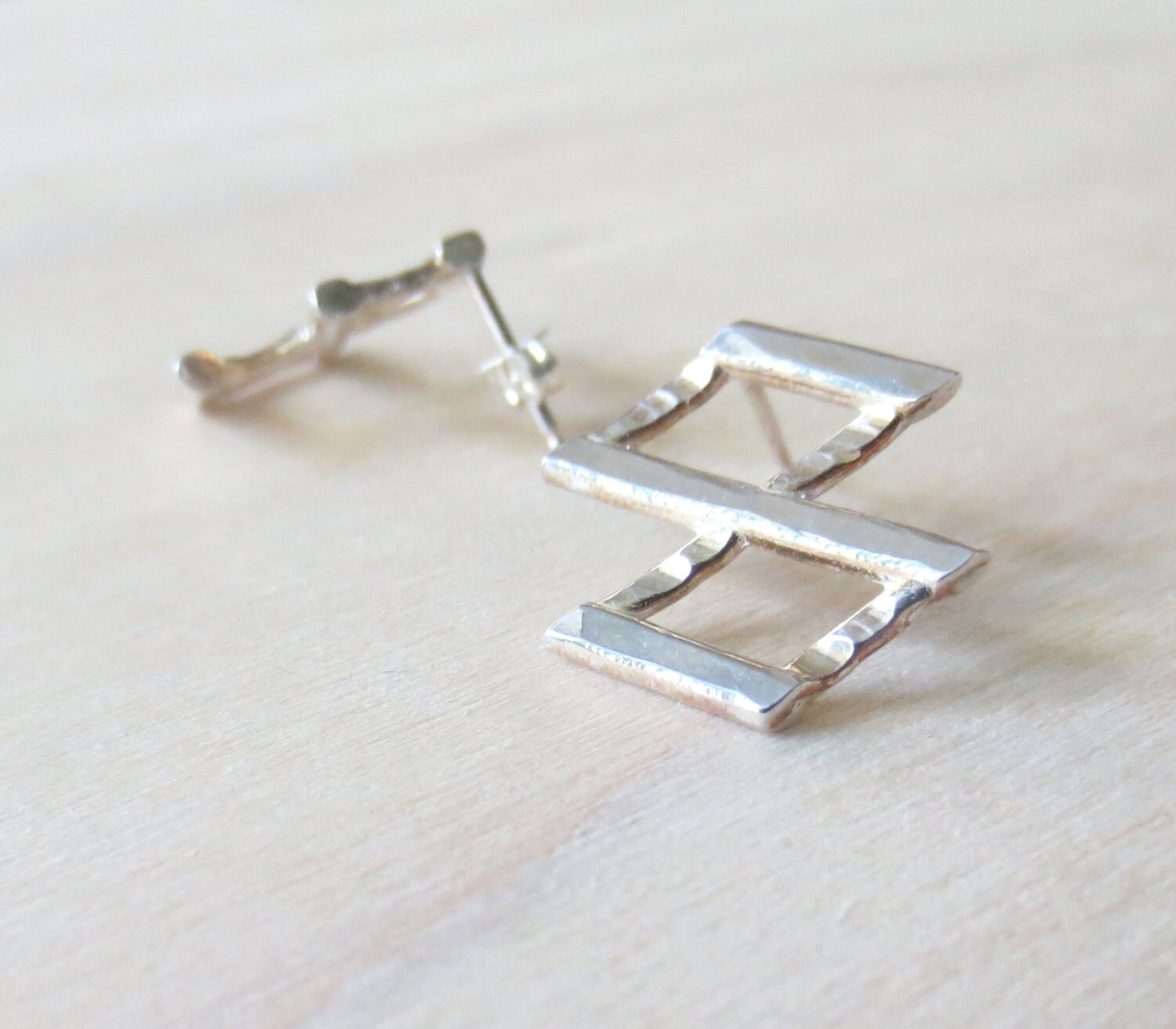 Geometric Stud Earrings Handmade Silver Stud Earrings Everyday Earrings ...