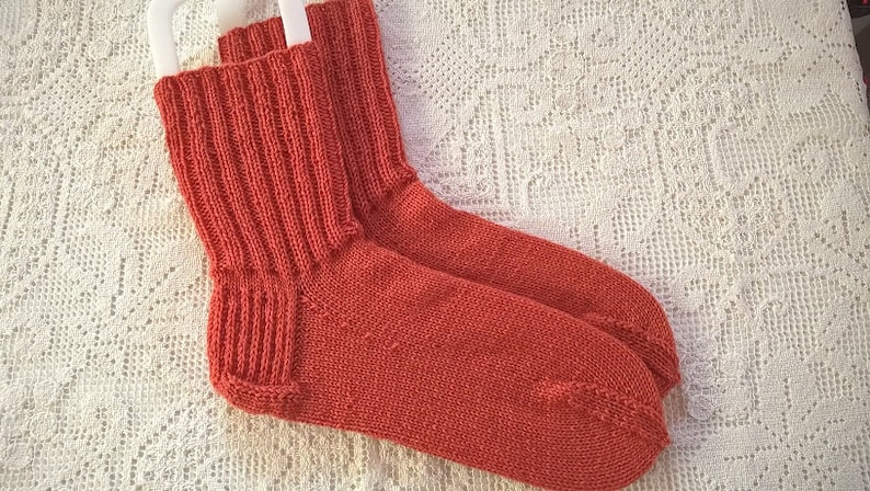 Handknitted woollen colorful ginger socks size US 9 EU 39-40 UK 7