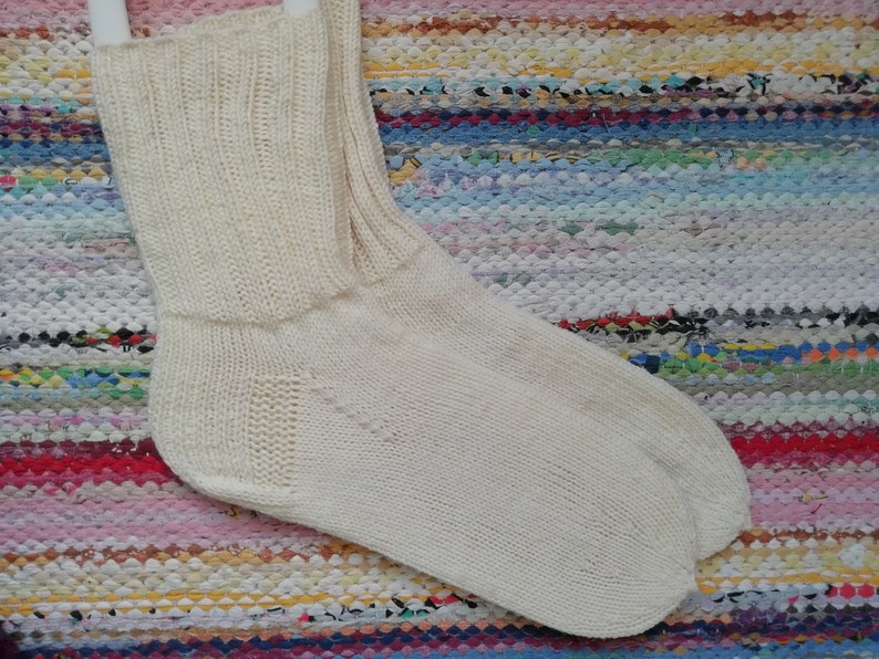 EU 39-40 UK 7 Handknitted white 100/% merinowoollen socks bedsocks housesocks size US 9