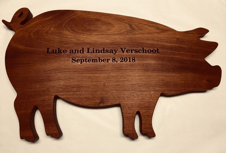 PIG Shaped 12 x 20 Engraved Wedding Book Alternative for your Country Wedding