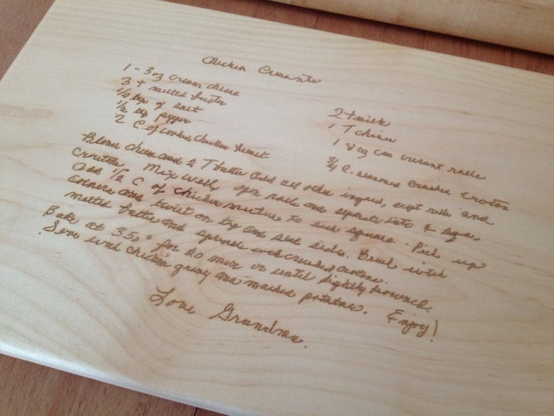 GRANDMA/'S HANDWRITTEN RECIPE Cutting Board engraved with Your favorite handwritten recipe on a cutting board.