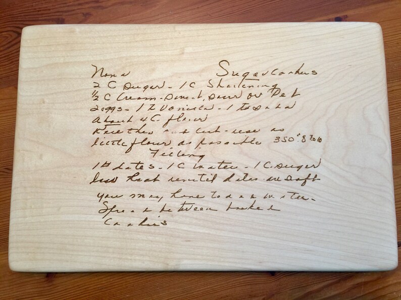GRANDMA/'S HANDWRITTEN RECIPE Cutting Board engraved with Your favorite handwritten recipe on a cutting board.