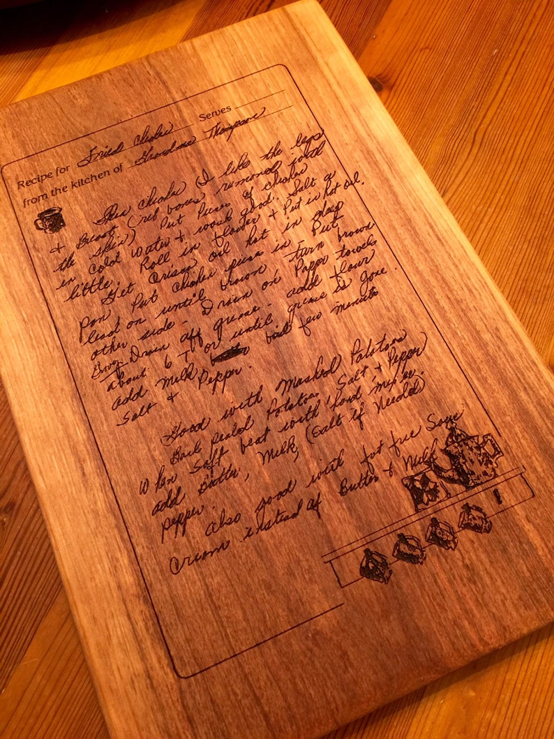 GRANDMOTHERS HANDWRITTEN RECIPE Engraved Cutting Board Etsy