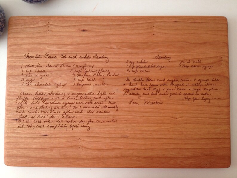 Your favorite recipe on a cutting board. GRANDMOTHERS HANDWRITTEN