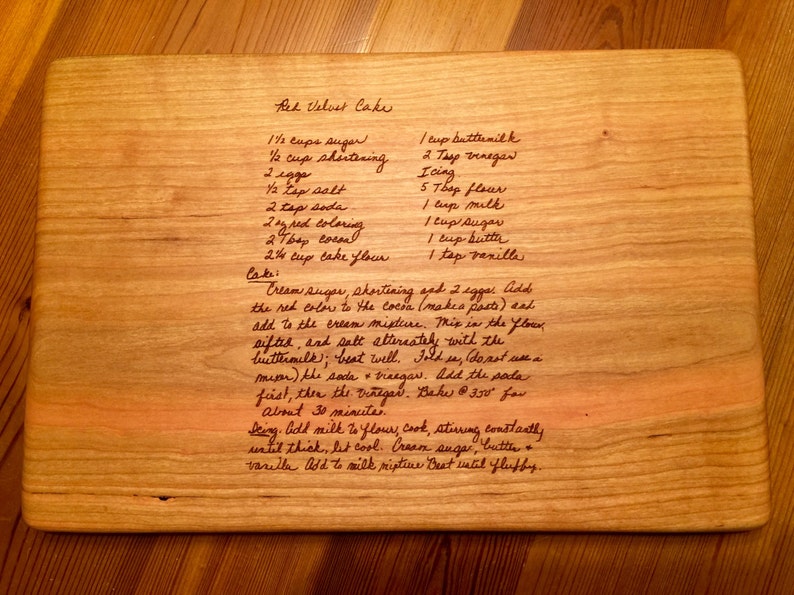 GRANDMA/'S HANDWRITTEN RECIPE Cutting Board engraved with Your favorite handwritten recipe on a cutting board.