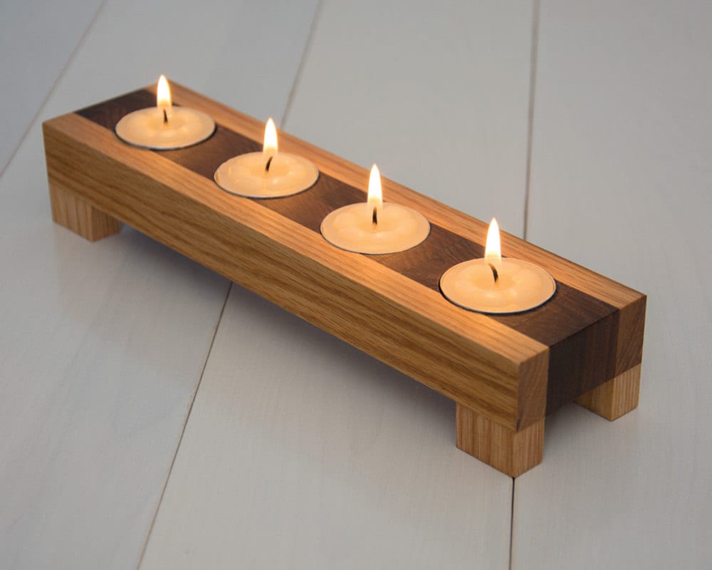 Natural Wooden Candle Holder Tea Light Candlesticks Christmas Party Home Decor 